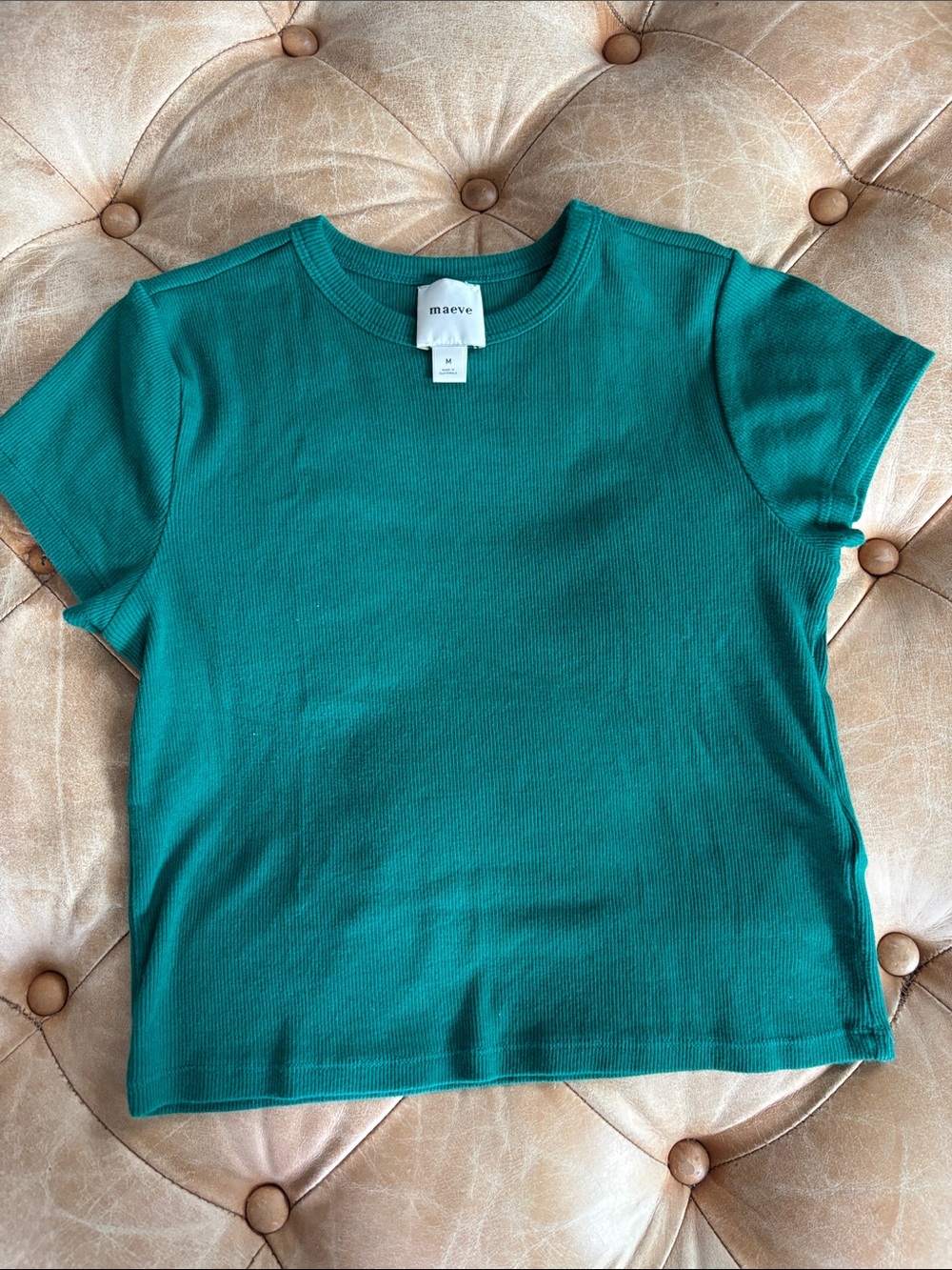 Maeve Emerald Green Short Sleeve Cropped Tee Size M